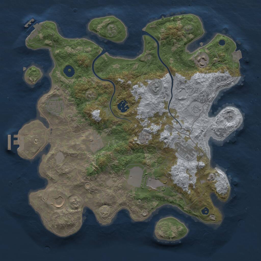 Rust Map: Procedural Map, Size: 3500, Seed: 564641296, 14 Monuments