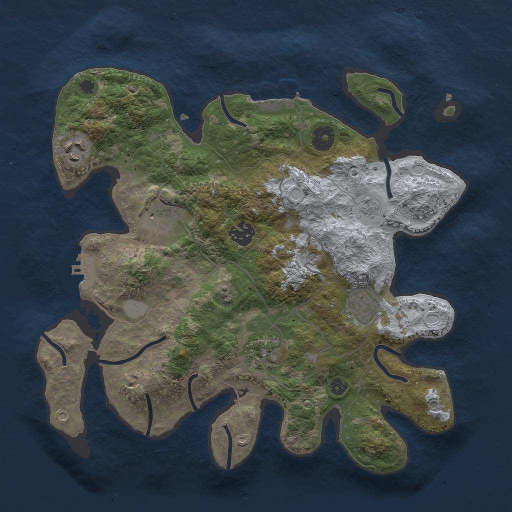 Rust Map: Procedural Map, Size: 3200, Seed: 34532662, 14 Monuments