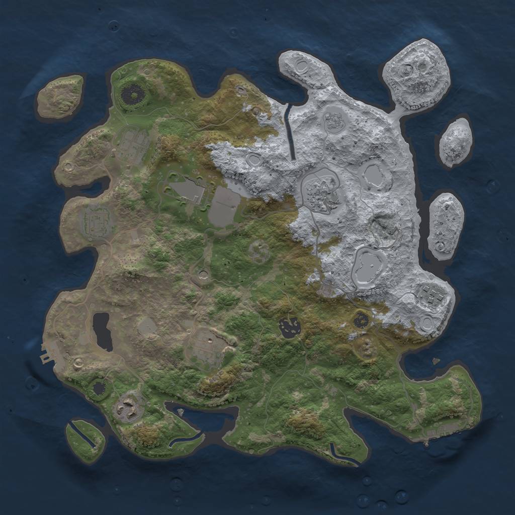 Rust Map: Procedural Map, Size: 3500, Seed: 17079839, 17 Monuments