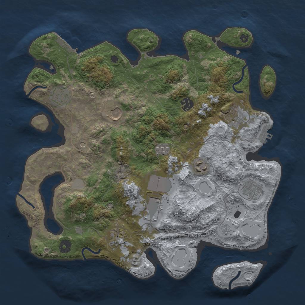 Rust Map: Procedural Map, Size: 3500, Seed: 25751, 18 Monuments