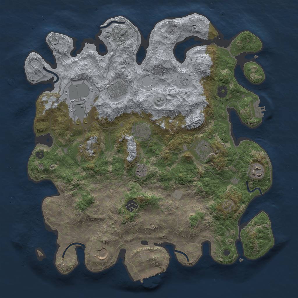 Rust Map: Procedural Map, Size: 3800, Seed: 859471622, 18 Monuments
