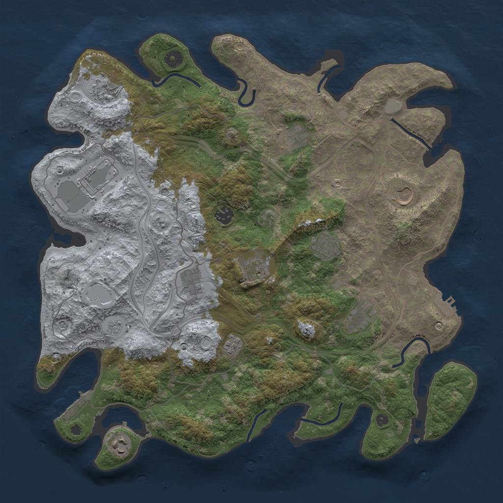 Rust Map: Procedural Map, Size: 4250, Seed: 2142439143, 20 Monuments