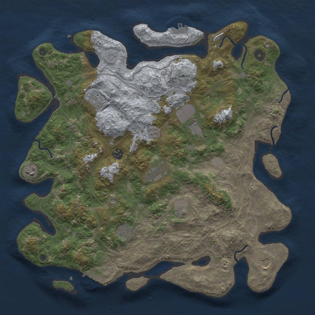 Rust Map: Procedural Map, Size: 4250, Seed: 889509974, 18 Monuments