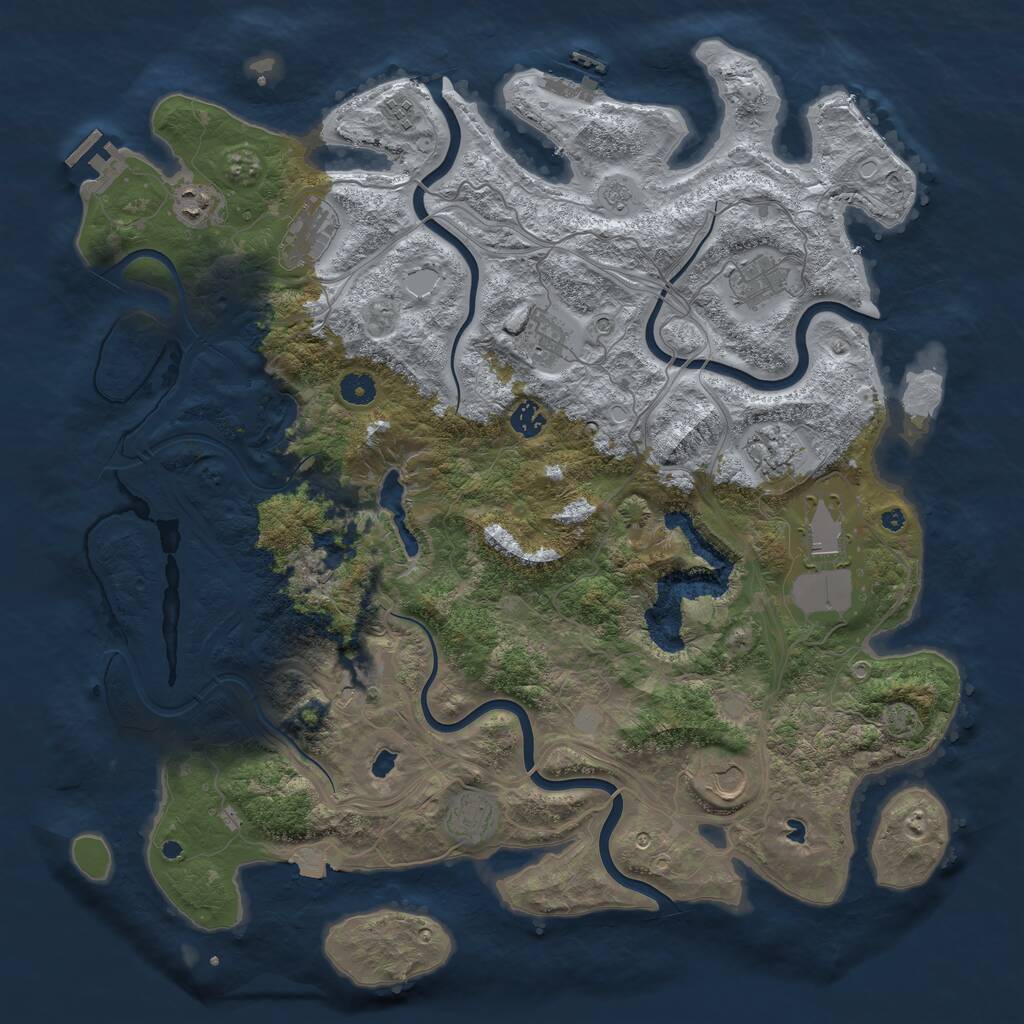 Rust Map: Procedural Map, Size: 4500, Seed: 2069752195, 17 Monuments