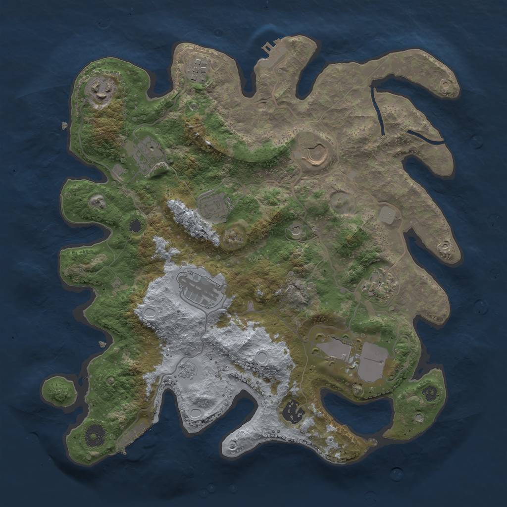Rust Map: Procedural Map, Size: 3500, Seed: 754919507, 18 Monuments