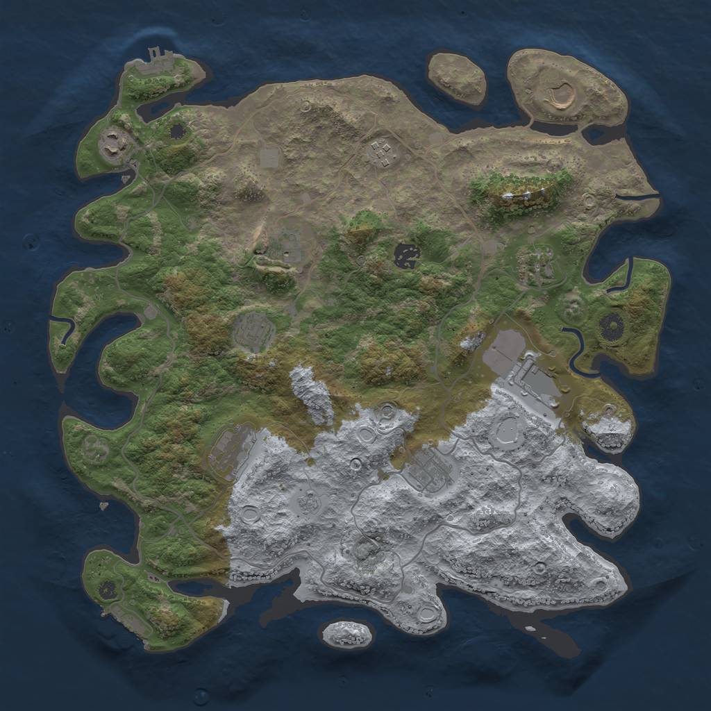 Rust Map: Procedural Map, Size: 4000, Seed: 2132821882, 19 Monuments