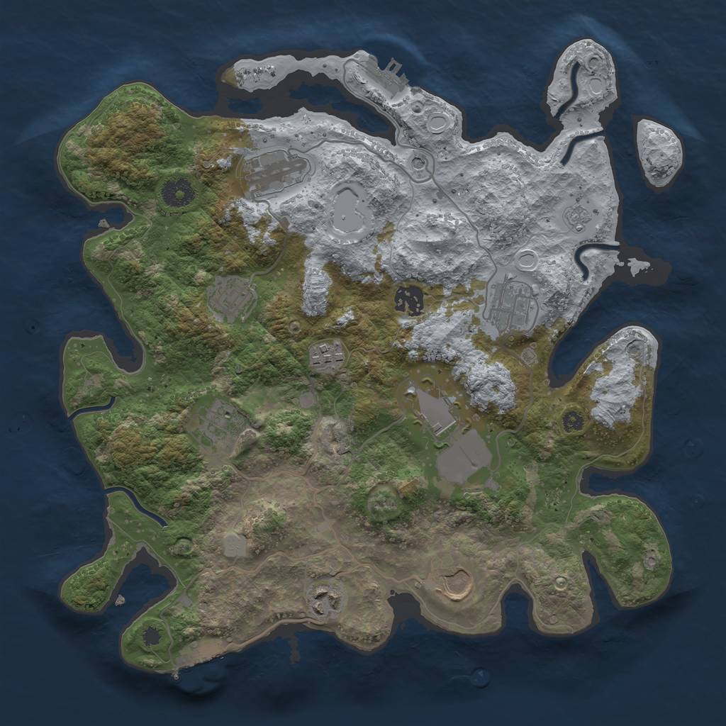 Rust Map: Procedural Map, Size: 3500, Seed: 7414, 18 Monuments