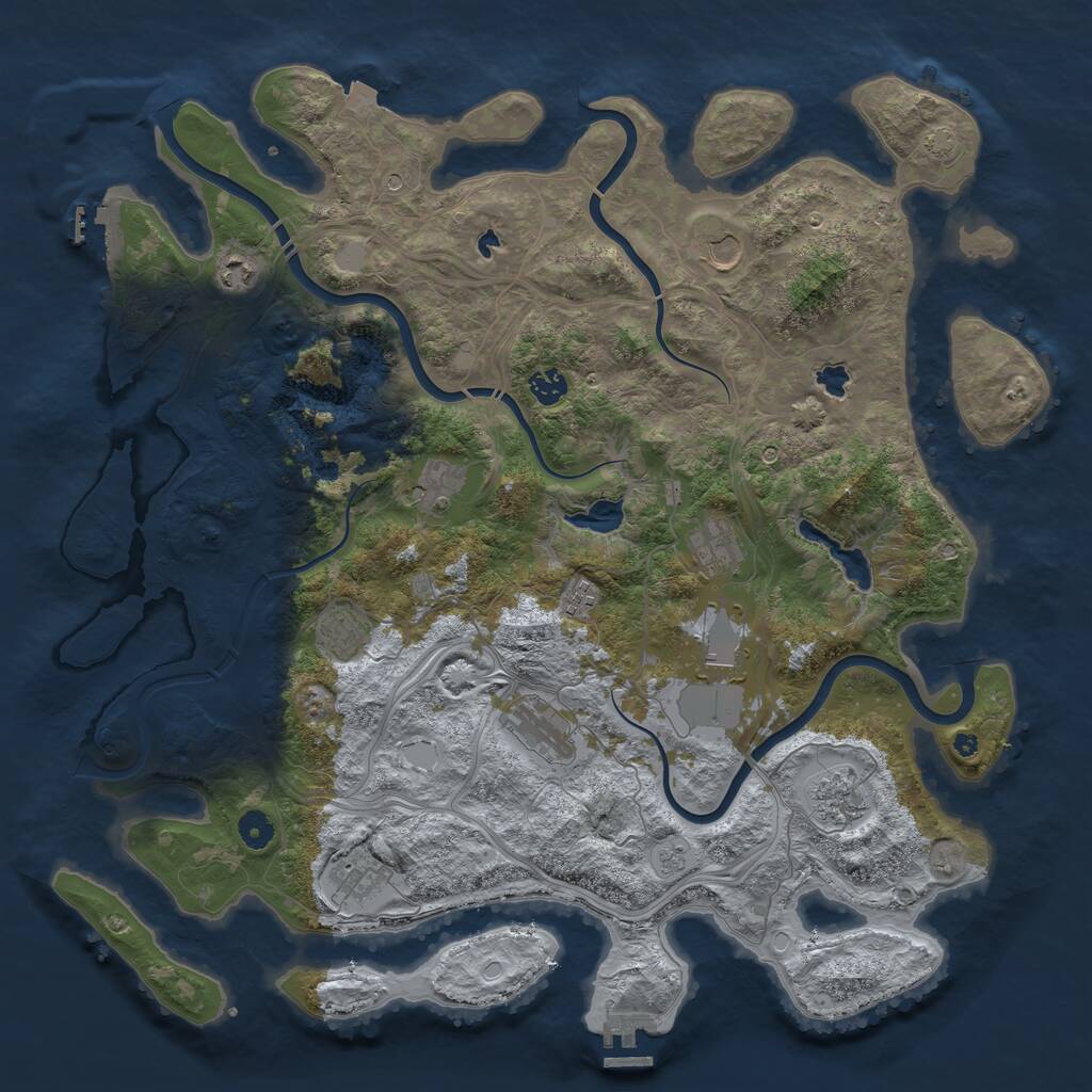Rust Map: Procedural Map, Size: 4500, Seed: 460985843, 17 Monuments