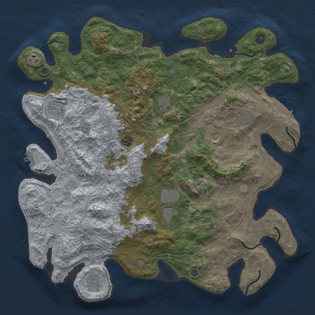 Rust Map: Procedural Map, Size: 4500, Seed: 543, 19 Monuments