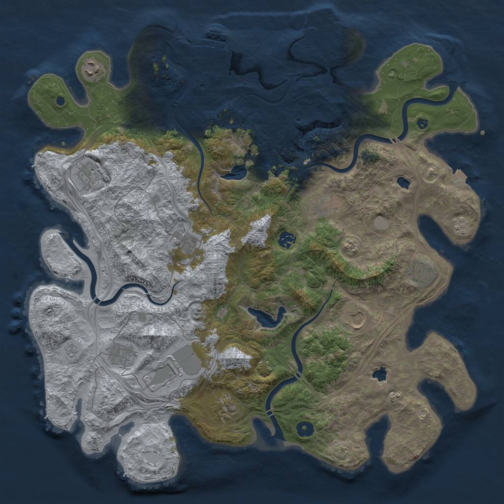 Rust Map: Procedural Map, Size: 4500, Seed: 543, 17 Monuments