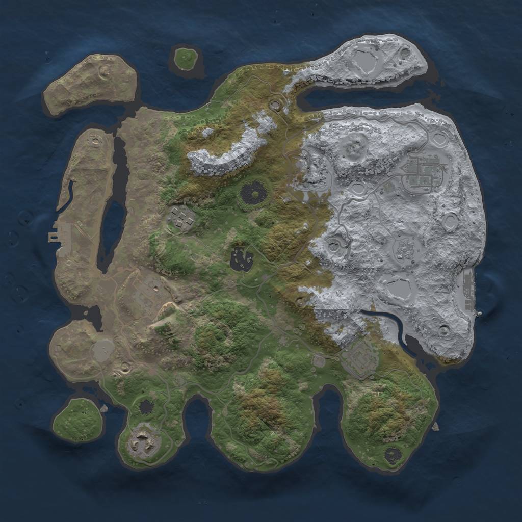 Rust Map: Procedural Map, Size: 3200, Seed: 407748571, 16 Monuments