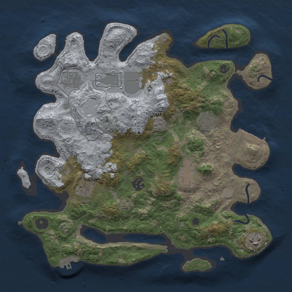 Rust Map: Procedural Map, Size: 3500, Seed: 11864484, 17 Monuments