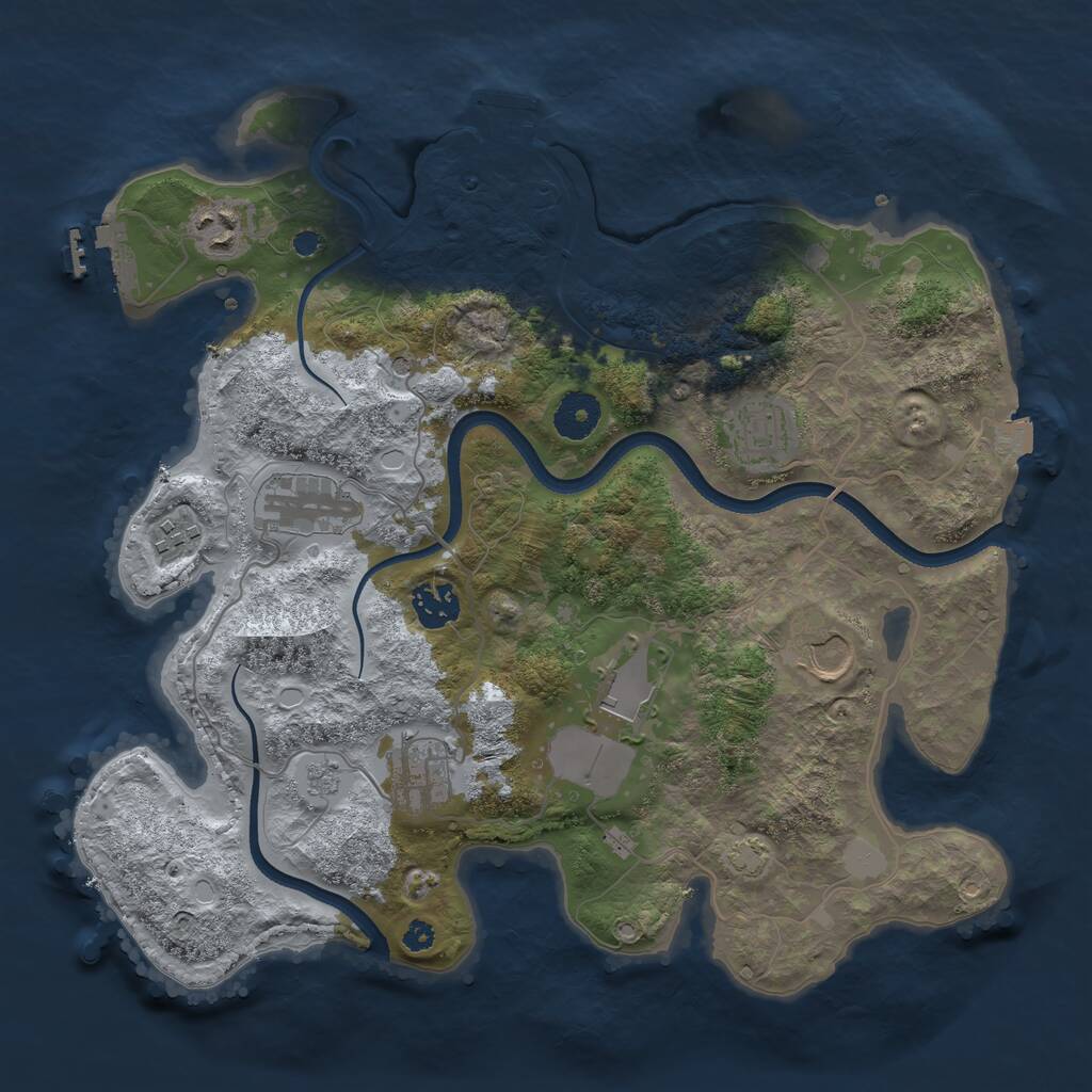 Rust Map: Procedural Map, Size: 3500, Seed: 28870, 14 Monuments
