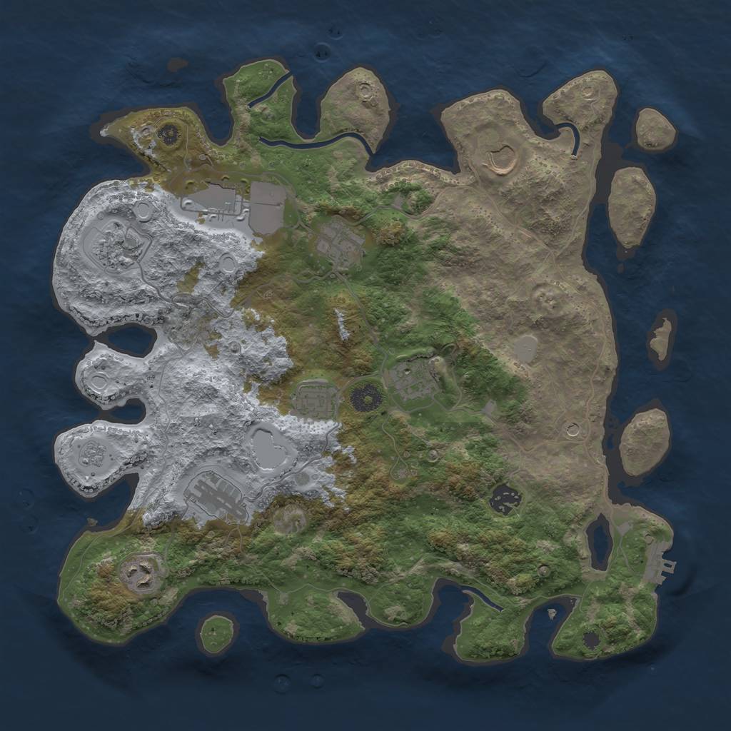 Rust Map: Procedural Map, Size: 3700, Seed: 808665104, 17 Monuments