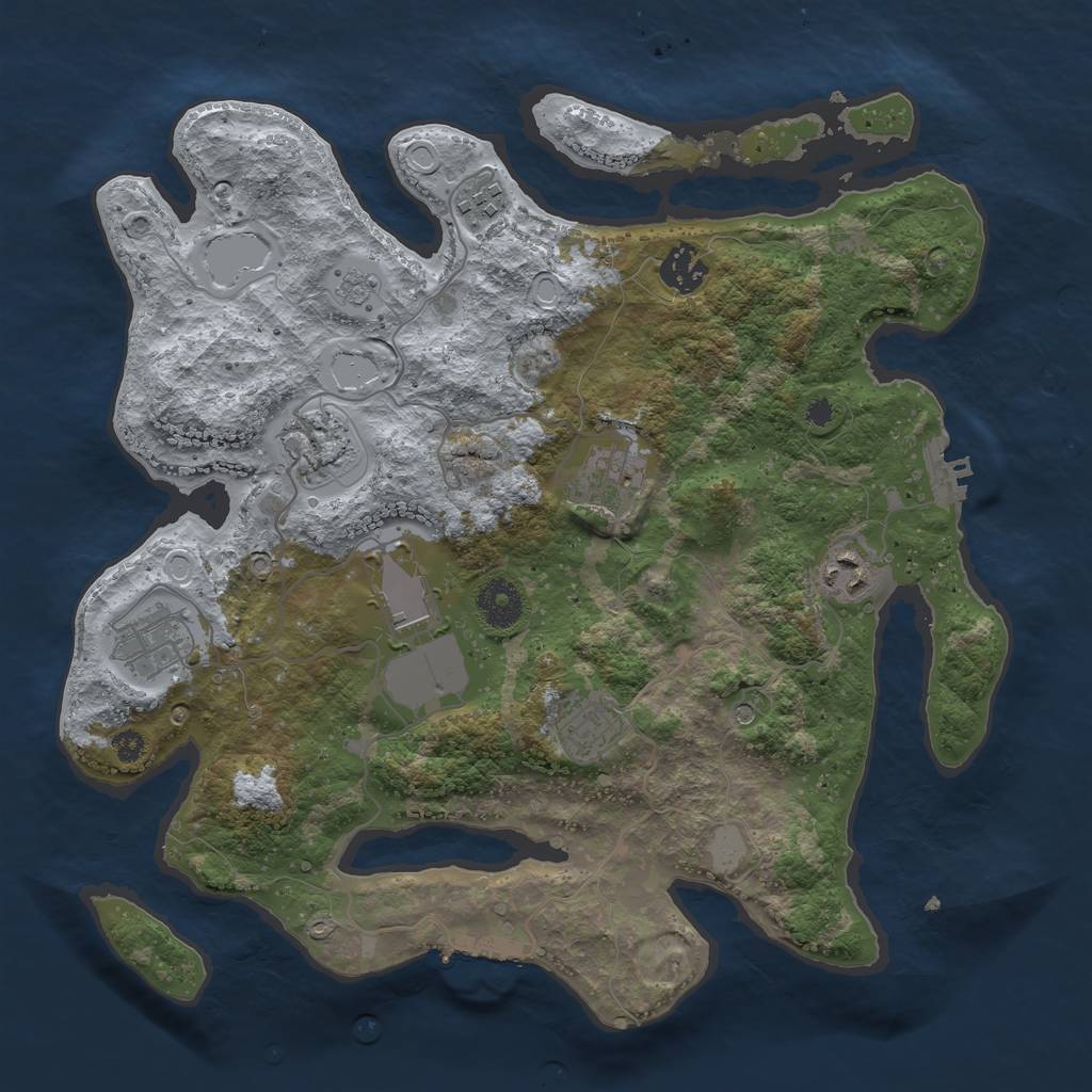 Rust Map: Procedural Map, Size: 3500, Seed: 18657, 17 Monuments