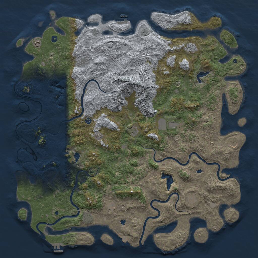 Rust Map: Procedural Map, Size: 6000, Seed: 56786257, 17 Monuments