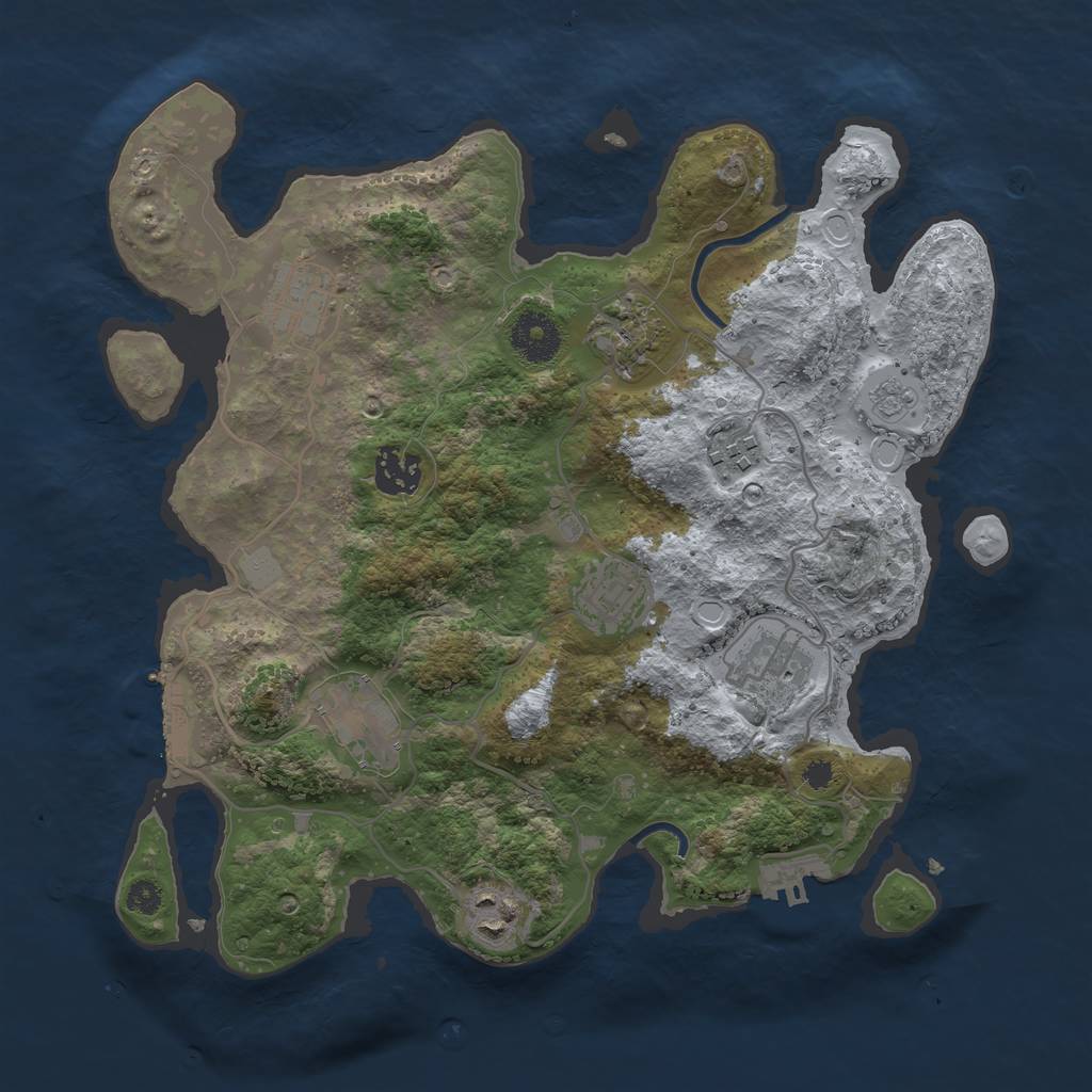 Rust Map: Procedural Map, Size: 3300, Seed: 1933387377, 16 Monuments