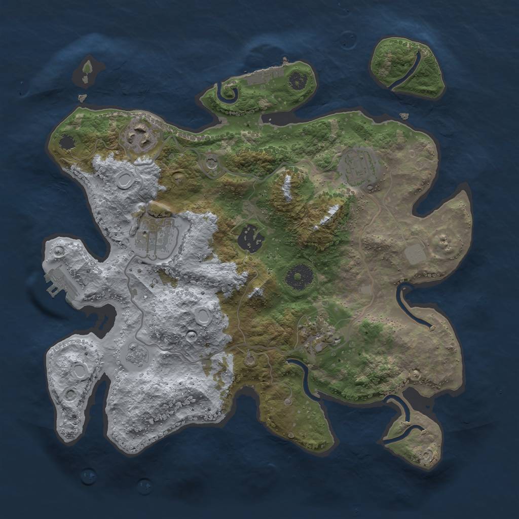 Rust Map: Procedural Map, Size: 3000, Seed: 1414550555, 14 Monuments
