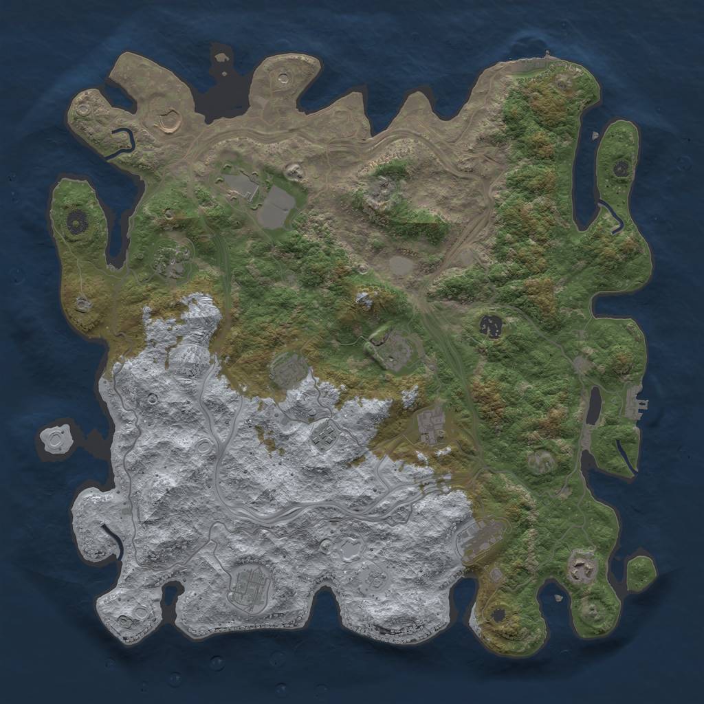 Rust Map: Procedural Map, Size: 4500, Seed: 2124349559, 20 Monuments