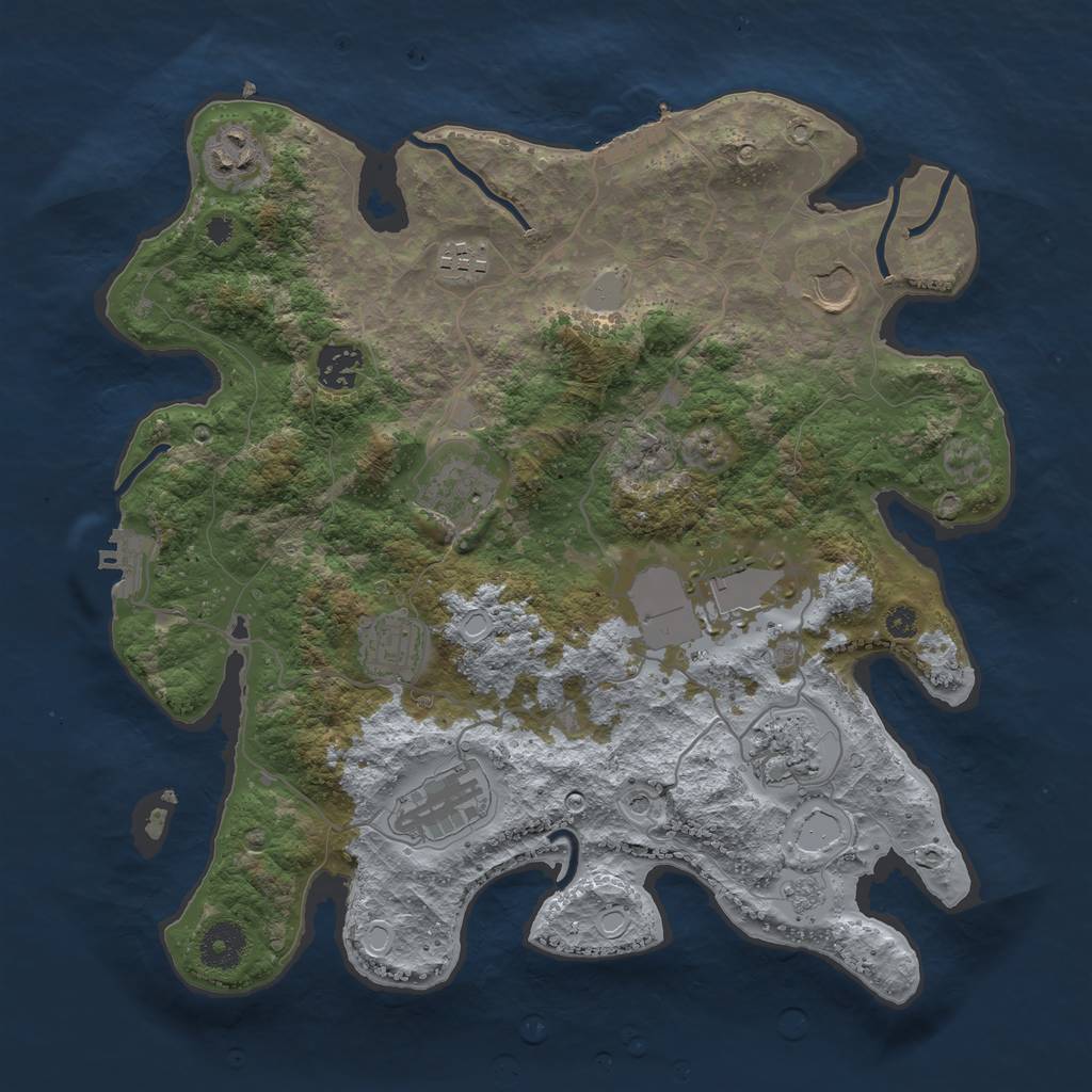 Rust Map: Procedural Map, Size: 3500, Seed: 15858, 18 Monuments