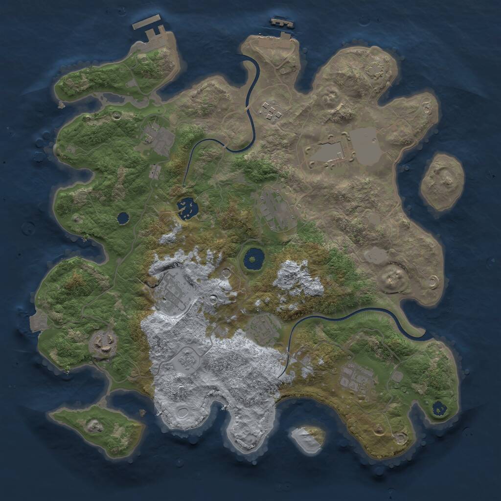 Rust Map: Procedural Map, Size: 3500, Seed: 1674590145, 15 Monuments