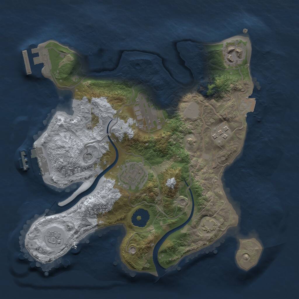 Rust Map: Procedural Map, Size: 2500, Seed: 1248687517, 10 Monuments