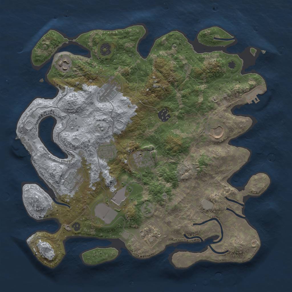 Rust Map: Procedural Map, Size: 3500, Seed: 271853047, 17 Monuments
