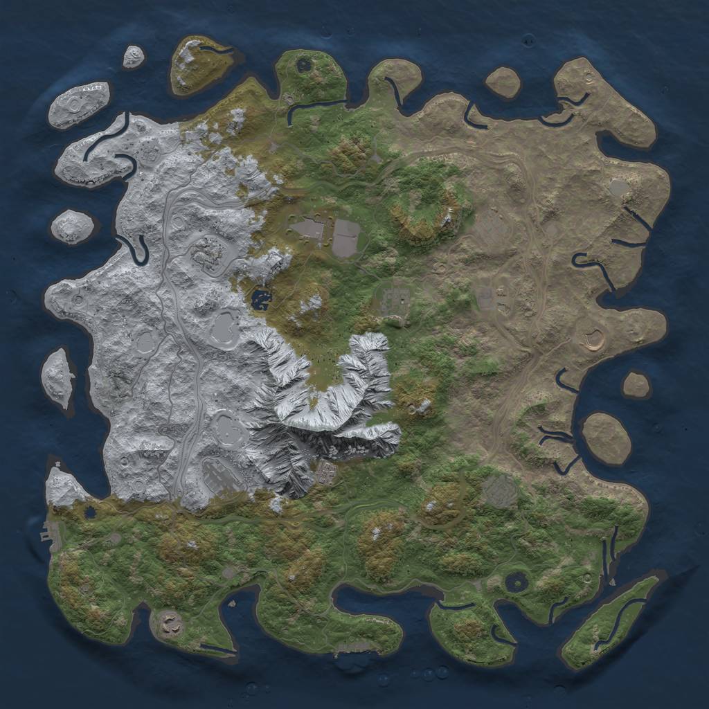Rust Map: Procedural Map, Size: 5000, Seed: 296276531, 20 Monuments