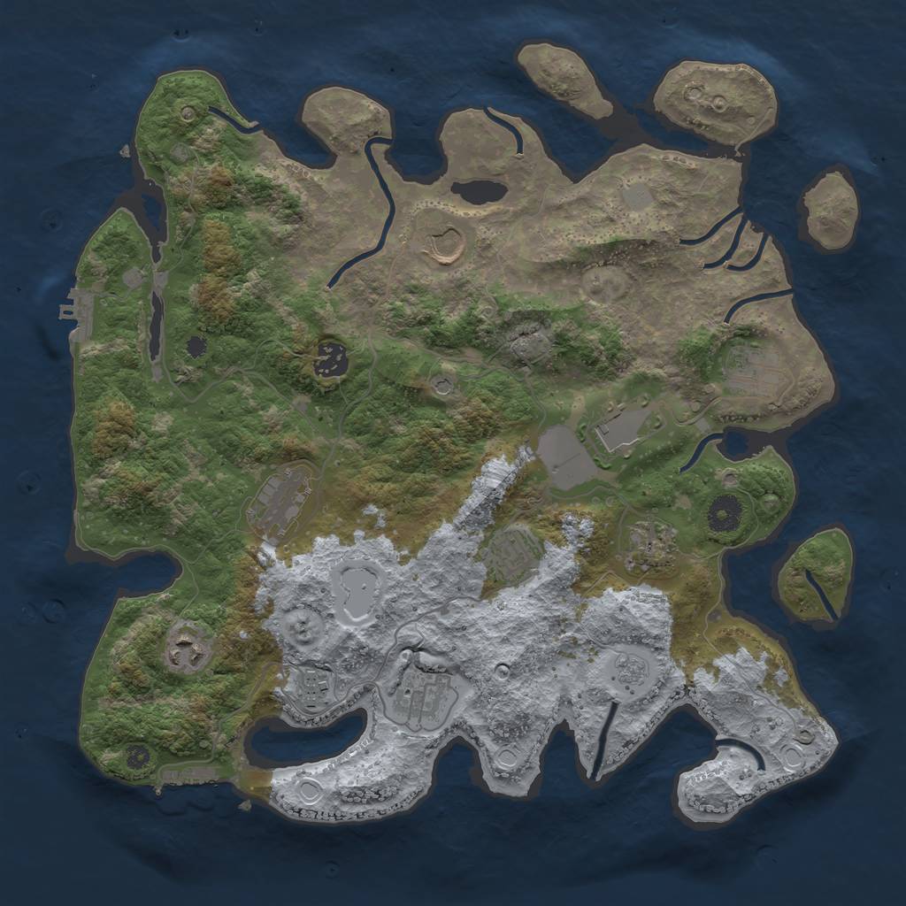 Rust Map: Procedural Map, Size: 3750, Seed: 1358132, 19 Monuments