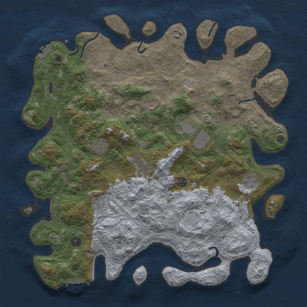 Rust Map: Procedural Map, Size: 4500, Seed: 1883788933, 20 Monuments