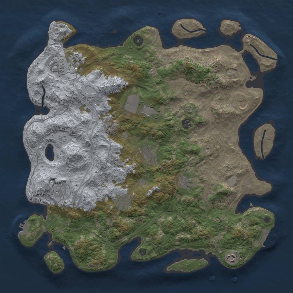 Rust Map: Procedural Map, Size: 4300, Seed: 1736685731, 19 Monuments