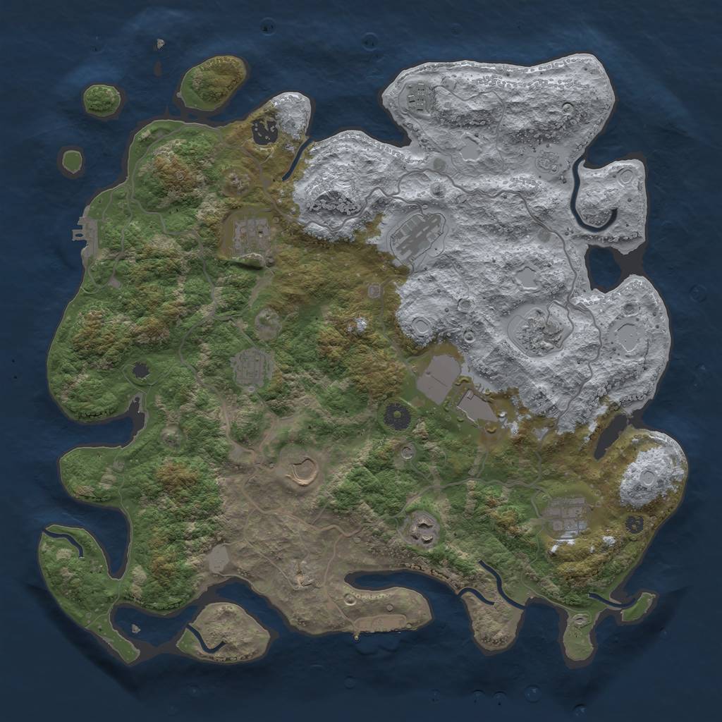 Rust Map: Procedural Map, Size: 4000, Seed: 67842239, 19 Monuments