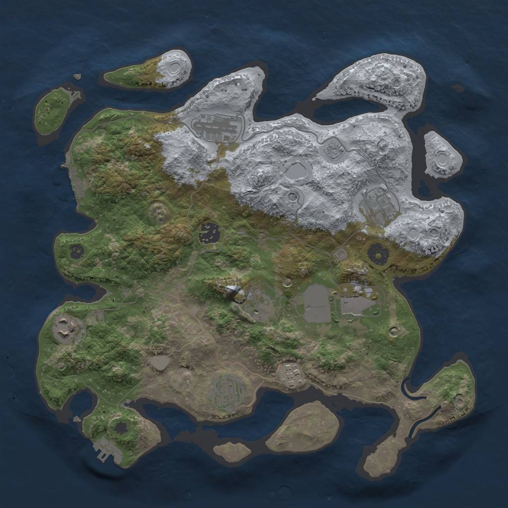 Rust Map: Procedural Map, Size: 3500, Seed: 574067765, 17 Monuments