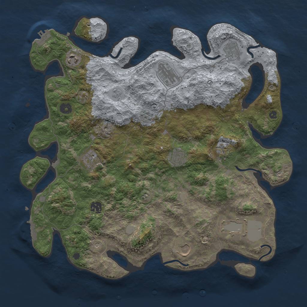 Rust Map: Procedural Map, Size: 3900, Seed: 34418, 19 Monuments
