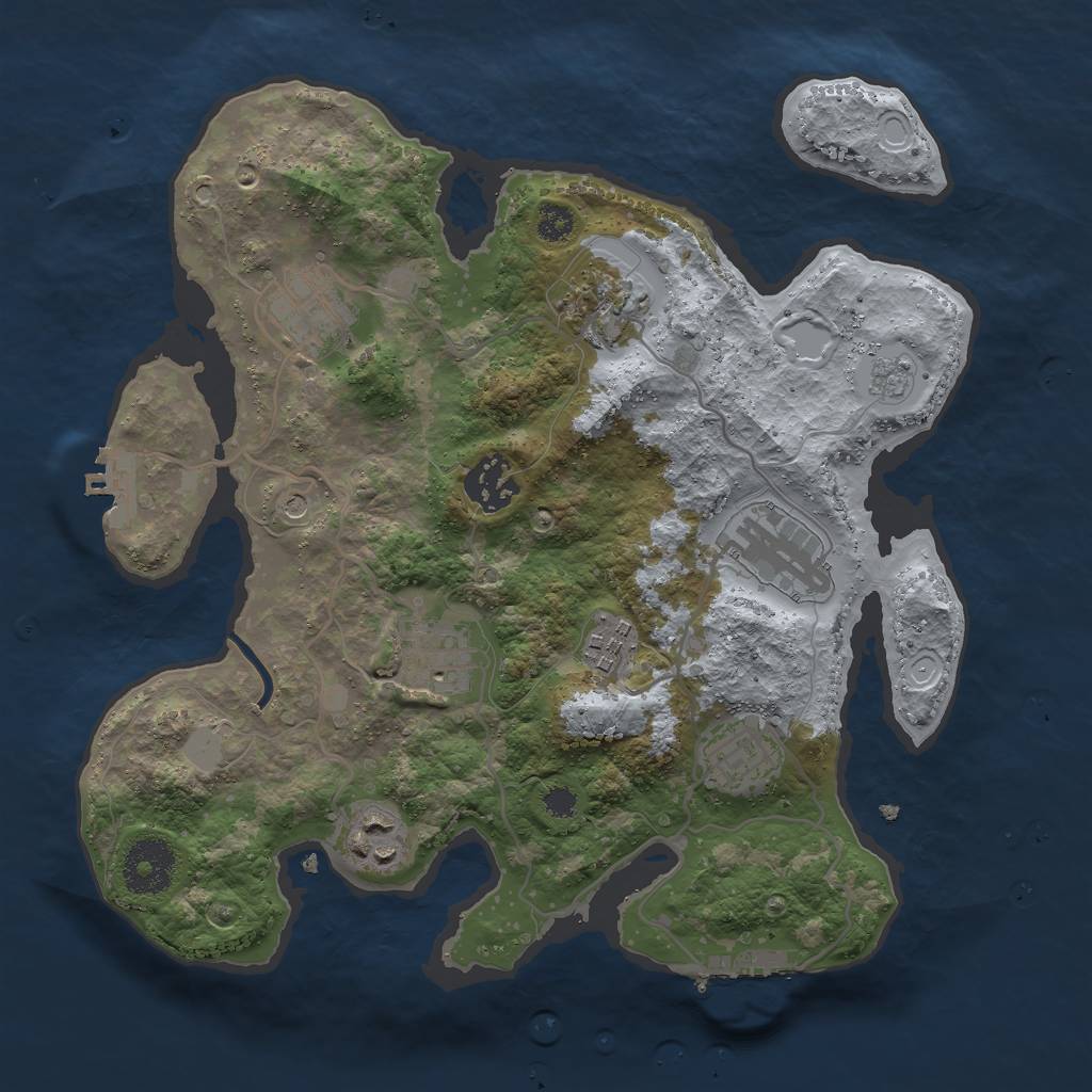 Rust Map: Procedural Map, Size: 3000, Seed: 631843106, 17 Monuments