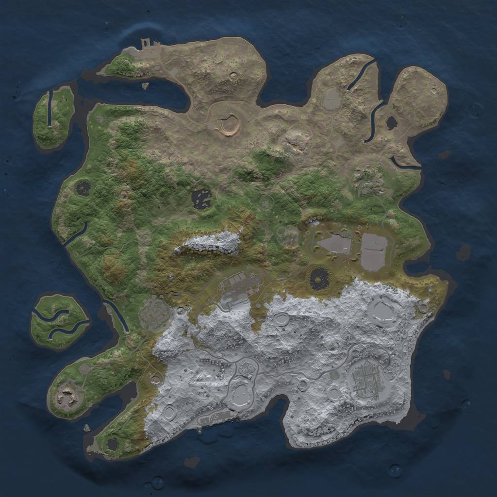 Rust Map: Procedural Map, Size: 3500, Seed: 771400435, 17 Monuments