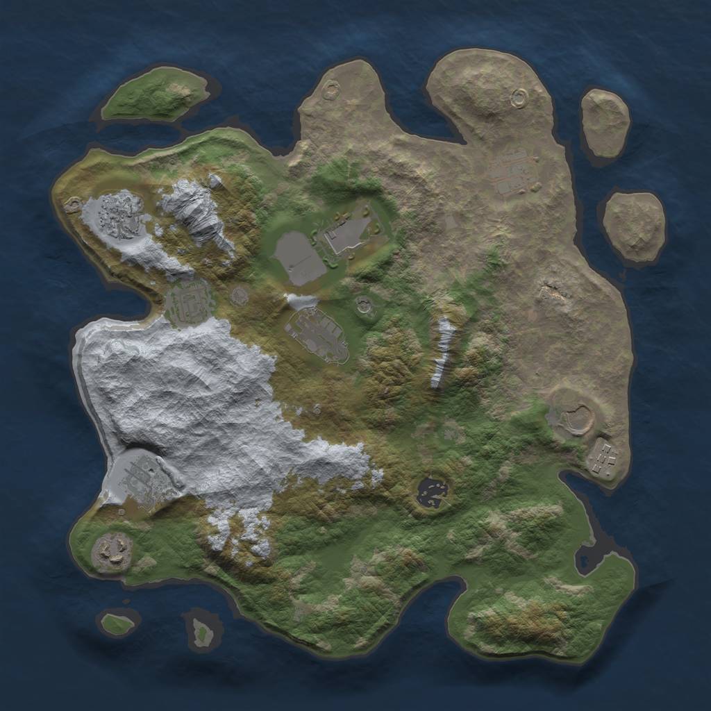 Rust Map: Barren, Size: 3500, Seed: 937628816, 13 Monuments