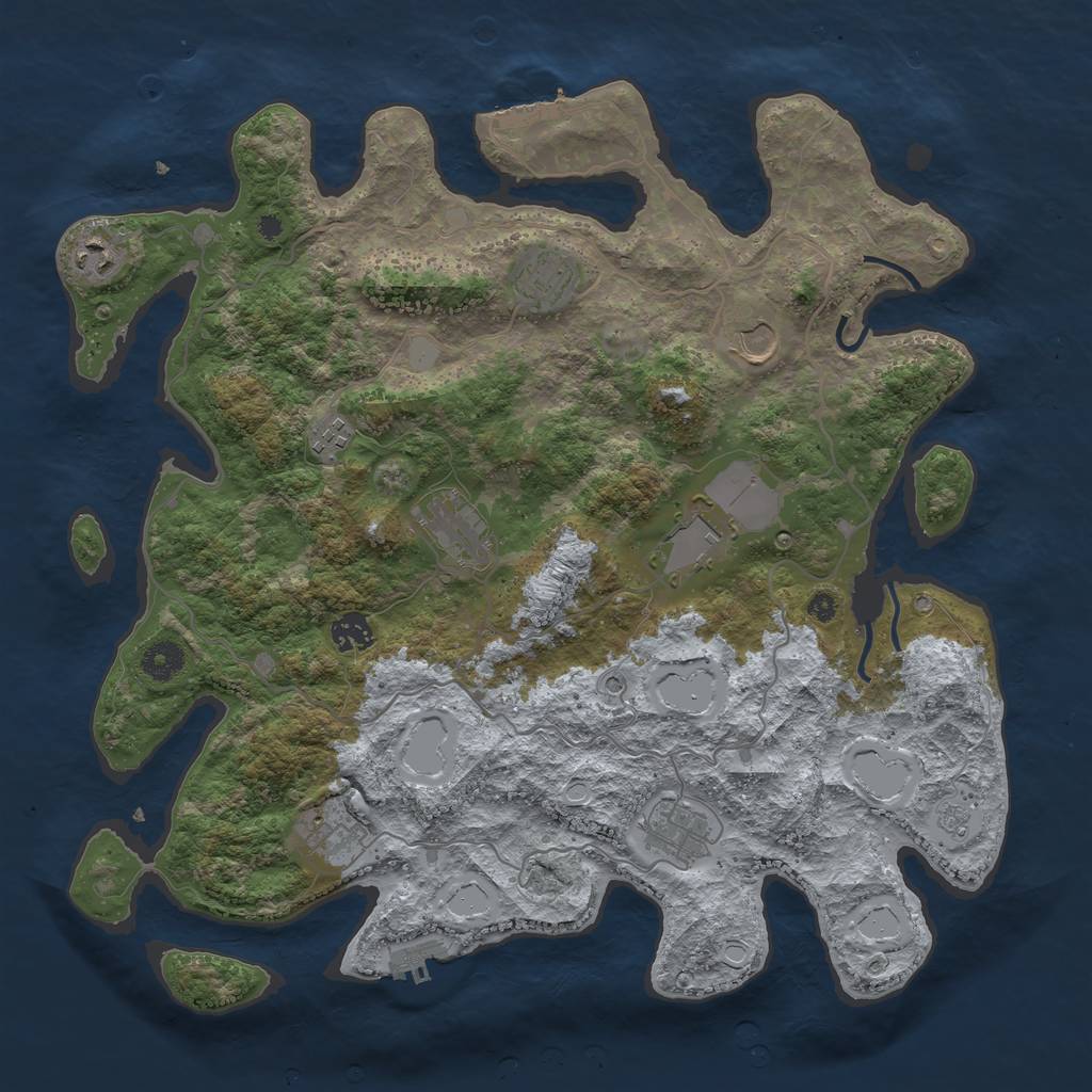 Rust Map: Procedural Map, Size: 4000, Seed: 1007266855, 18 Monuments
