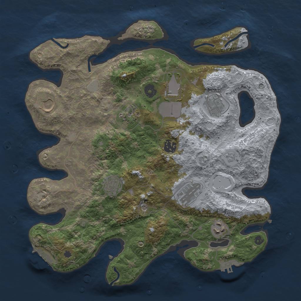 Rust Map: Procedural Map, Size: 3500, Seed: 23731, 17 Monuments