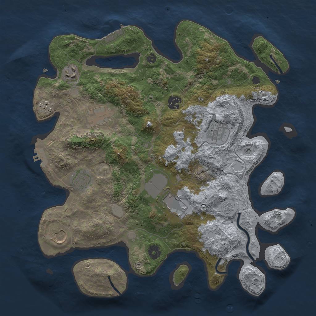 Rust Map: Procedural Map, Size: 3500, Seed: 100554, 17 Monuments