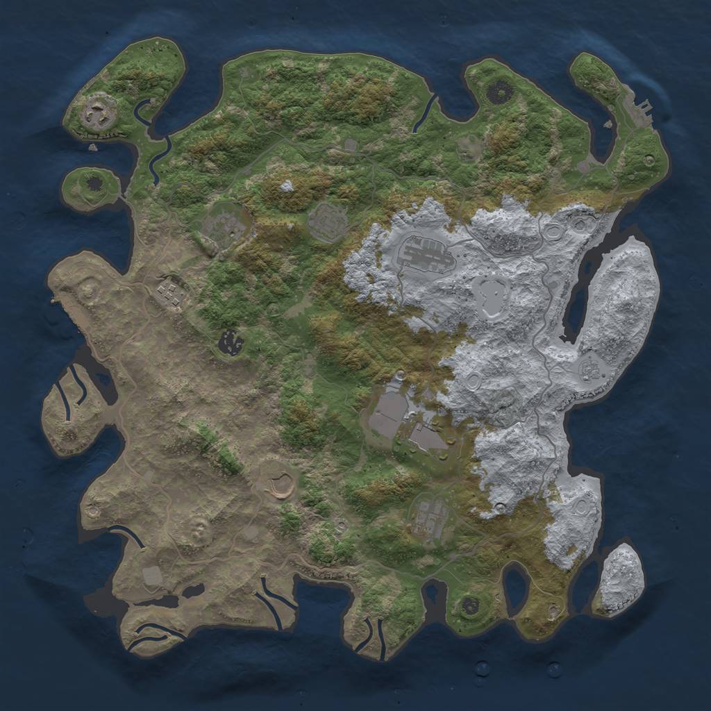 Rust Map: Procedural Map, Size: 4200, Seed: 1228315977, 18 Monuments