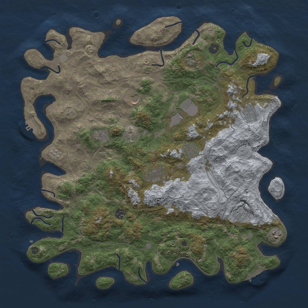 Rust Map: Procedural Map, Size: 4500, Seed: 1943568853, 20 Monuments