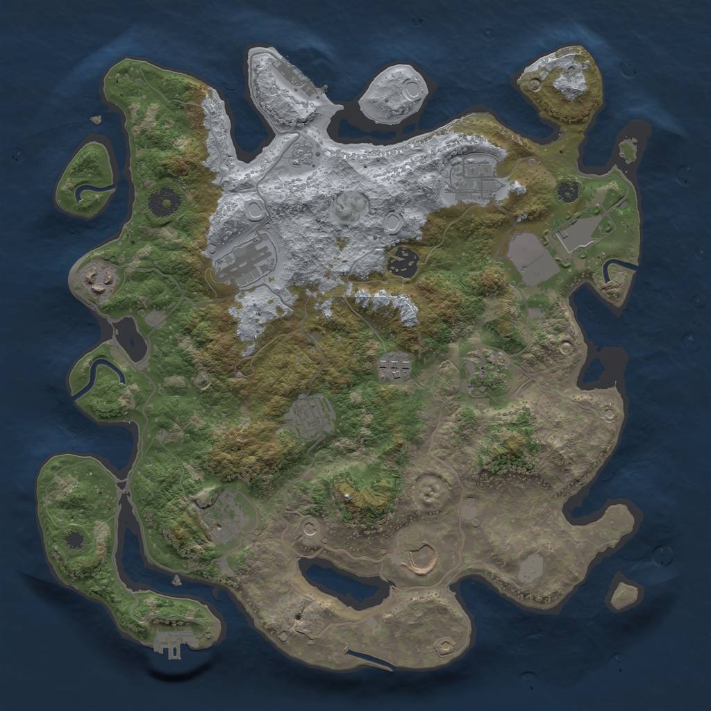 Rust Map: Procedural Map, Size: 3500, Seed: 2016156728, 19 Monuments