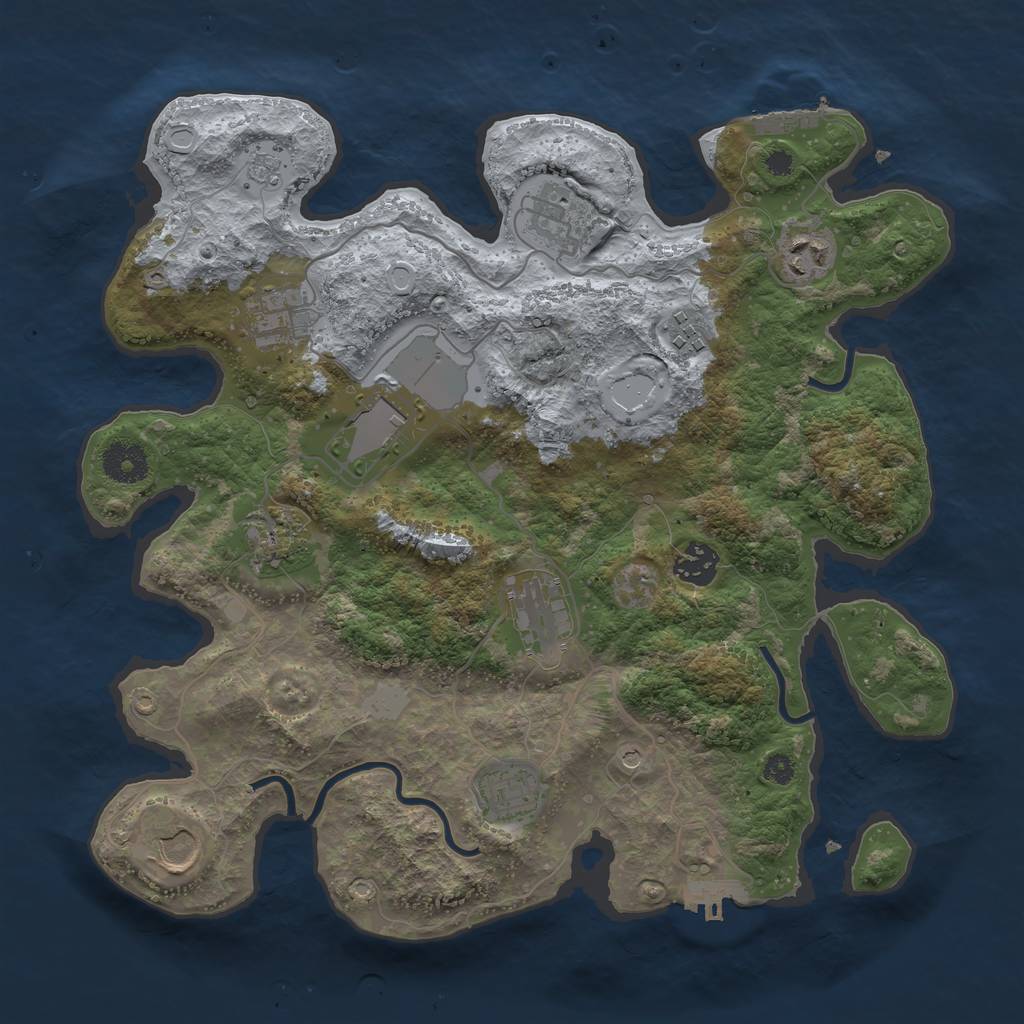 Rust Map: Procedural Map, Size: 3500, Seed: 546778, 19 Monuments