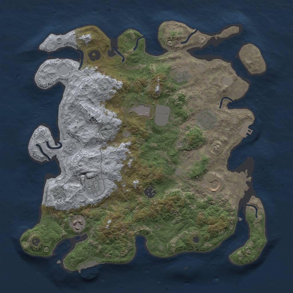 Rust Map: Procedural Map, Size: 3750, Seed: 674779741, 17 Monuments