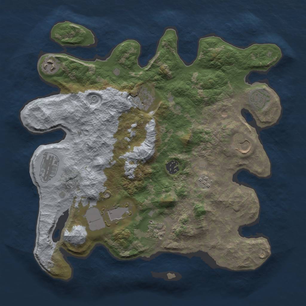 Rust Map: Barren, Size: 3500, Seed: 35332318, 12 Monuments