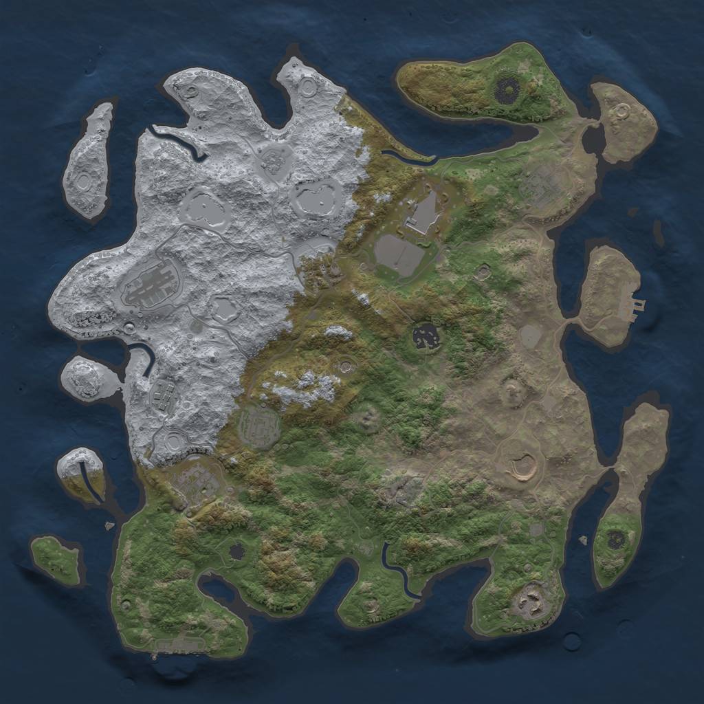 Rust Map: Procedural Map, Size: 3900, Seed: 672254899, 19 Monuments