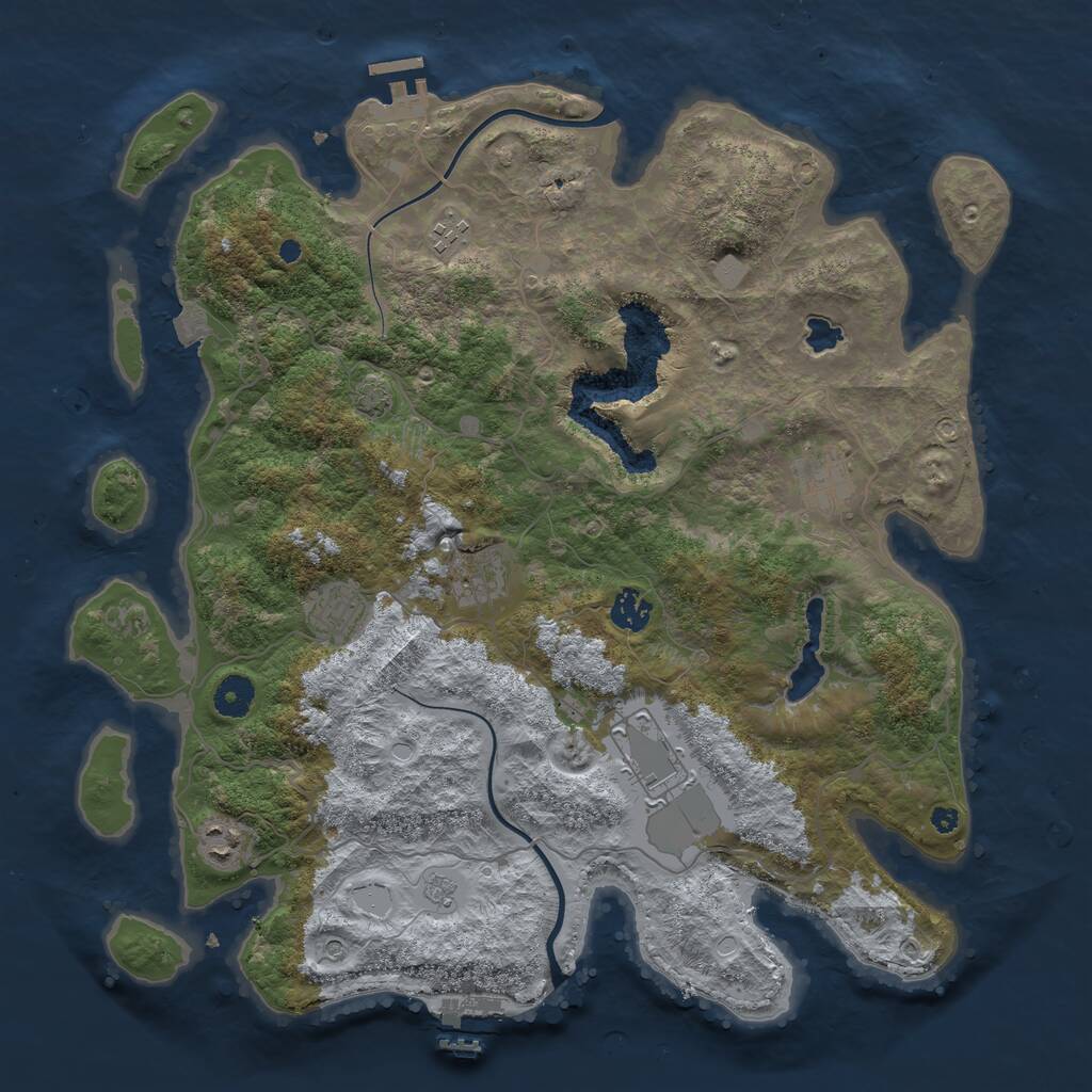 Rust Map: Procedural Map, Size: 4000, Seed: 19760527, 13 Monuments