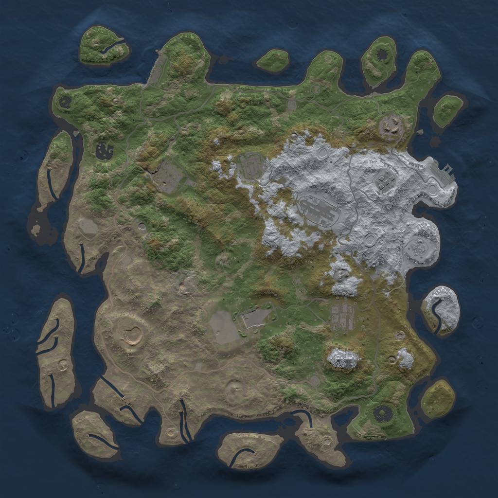 Rust Map: Procedural Map, Size: 4000, Seed: 680627594, 18 Monuments