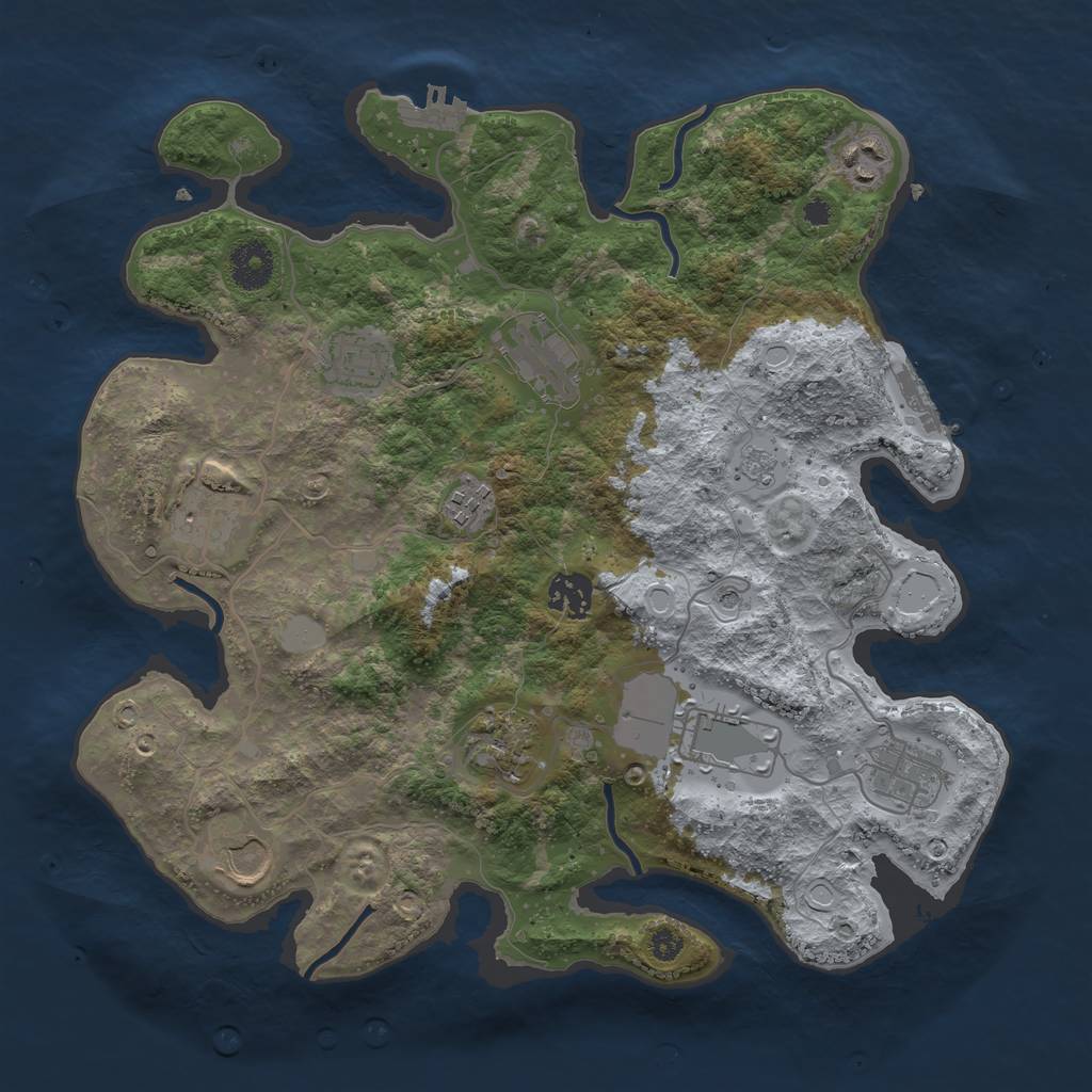 Rust Map: Procedural Map, Size: 3500, Seed: 886053322, 19 Monuments